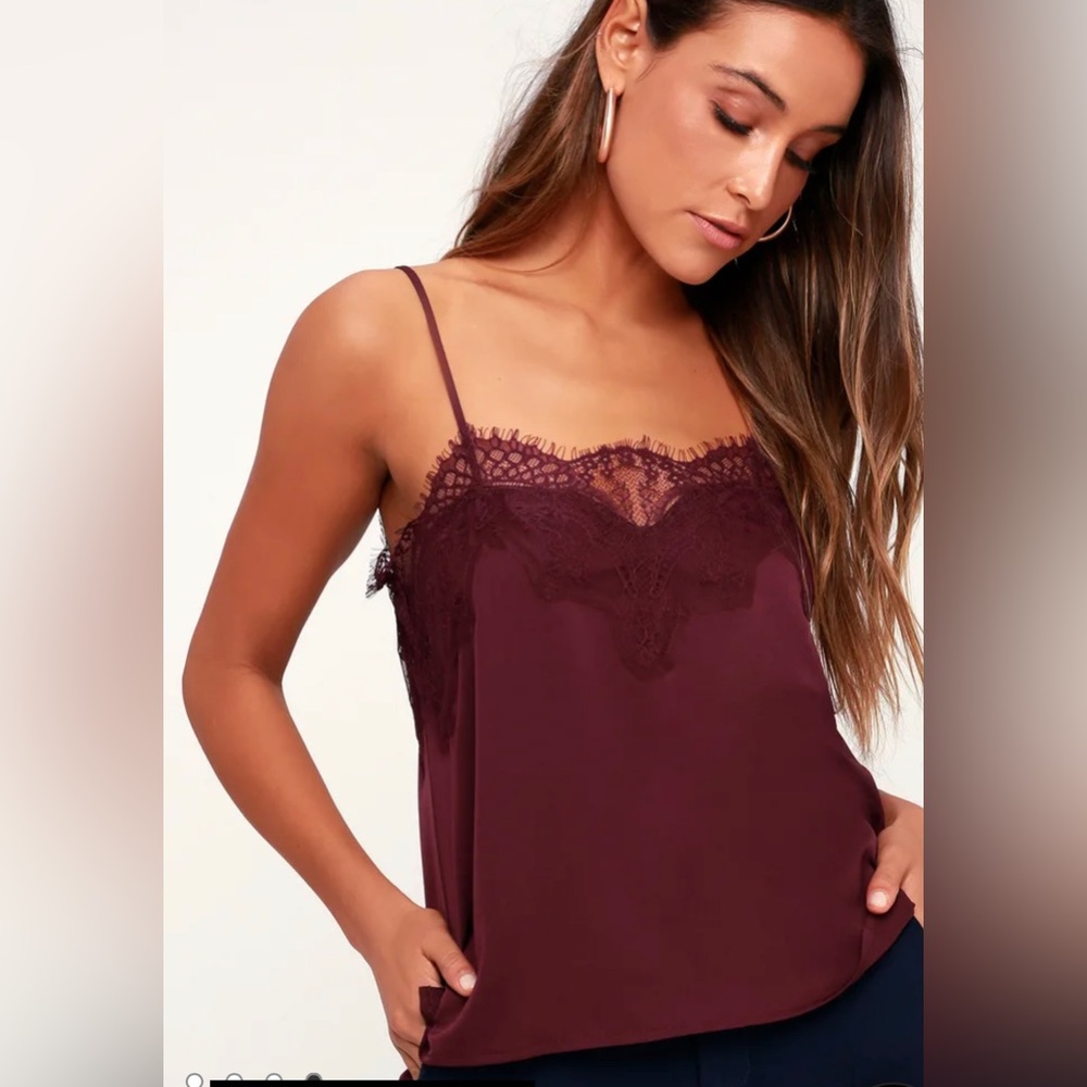 Maddox Burgundy Satin Lace Cami